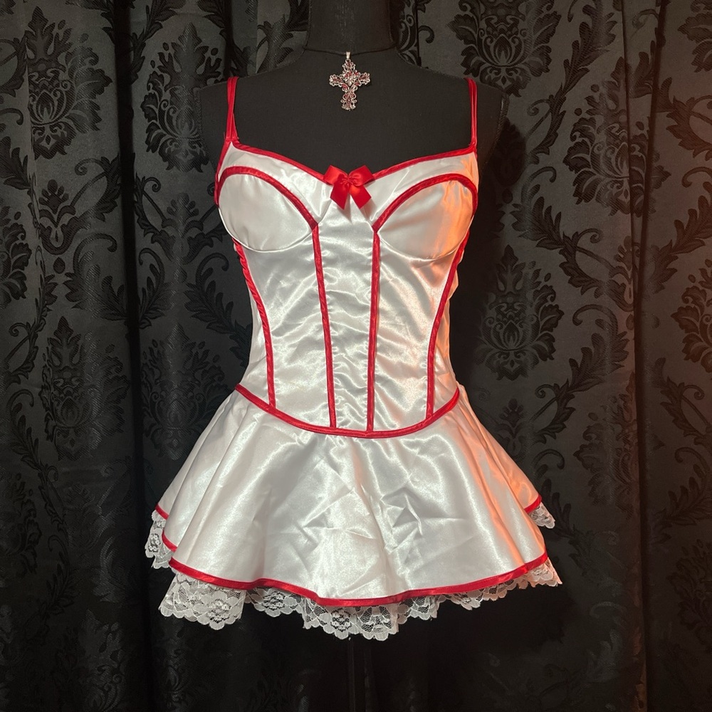 Vintage nurse white and red teddy lingerie dress